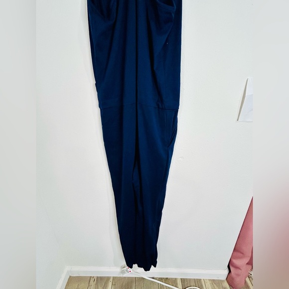 Women’s Blue Sleeveless Jumpsuit Size Large Soft Casual Drawstring Waist Stretch - Picture 12 of 12